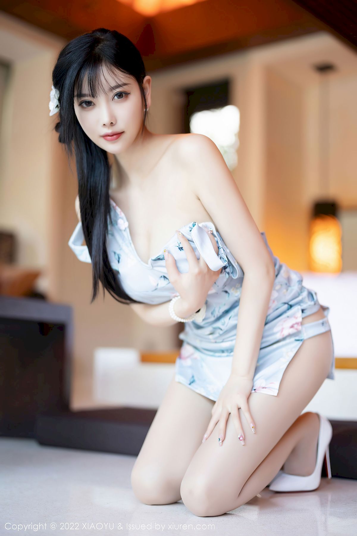 杨晨晨Yome - 淡蓝色旗袍+原色丝袜心愿旅拍