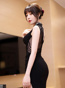 [秀人XiuRen] No.5460 女神徐莉芝Booty - 黑色连衣裙+原色丝袜性感写真