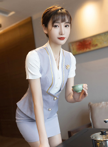 [秀人XiuRen] No.4694 模特陆萱萱 - 淡蓝色上衣+茶艺师主题珠三角旅拍