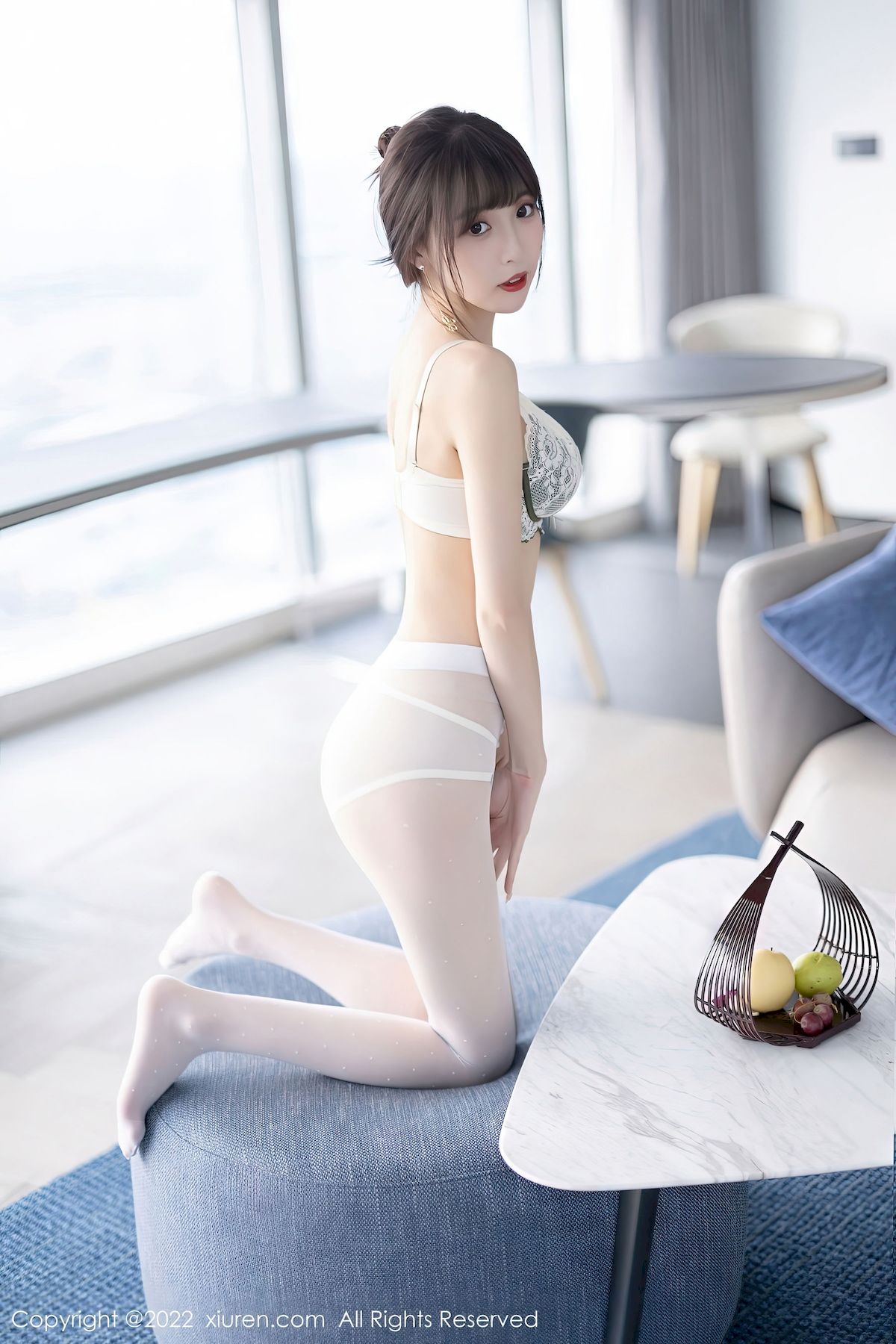 林星阑 - 白色旗袍+诱人丝袜性感写真