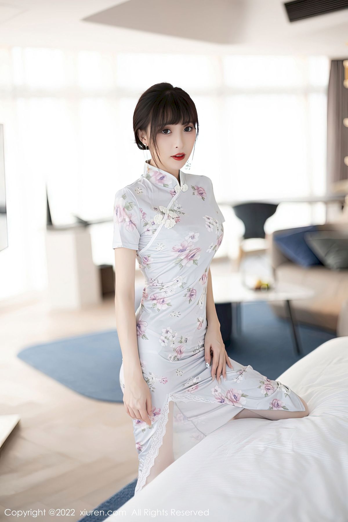 林星阑 - 白色旗袍+诱人丝袜性感写真
