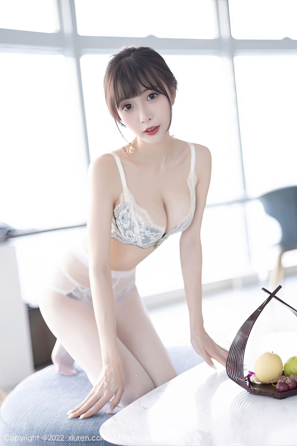 林星阑 - 白色旗袍+诱人丝袜性感写真