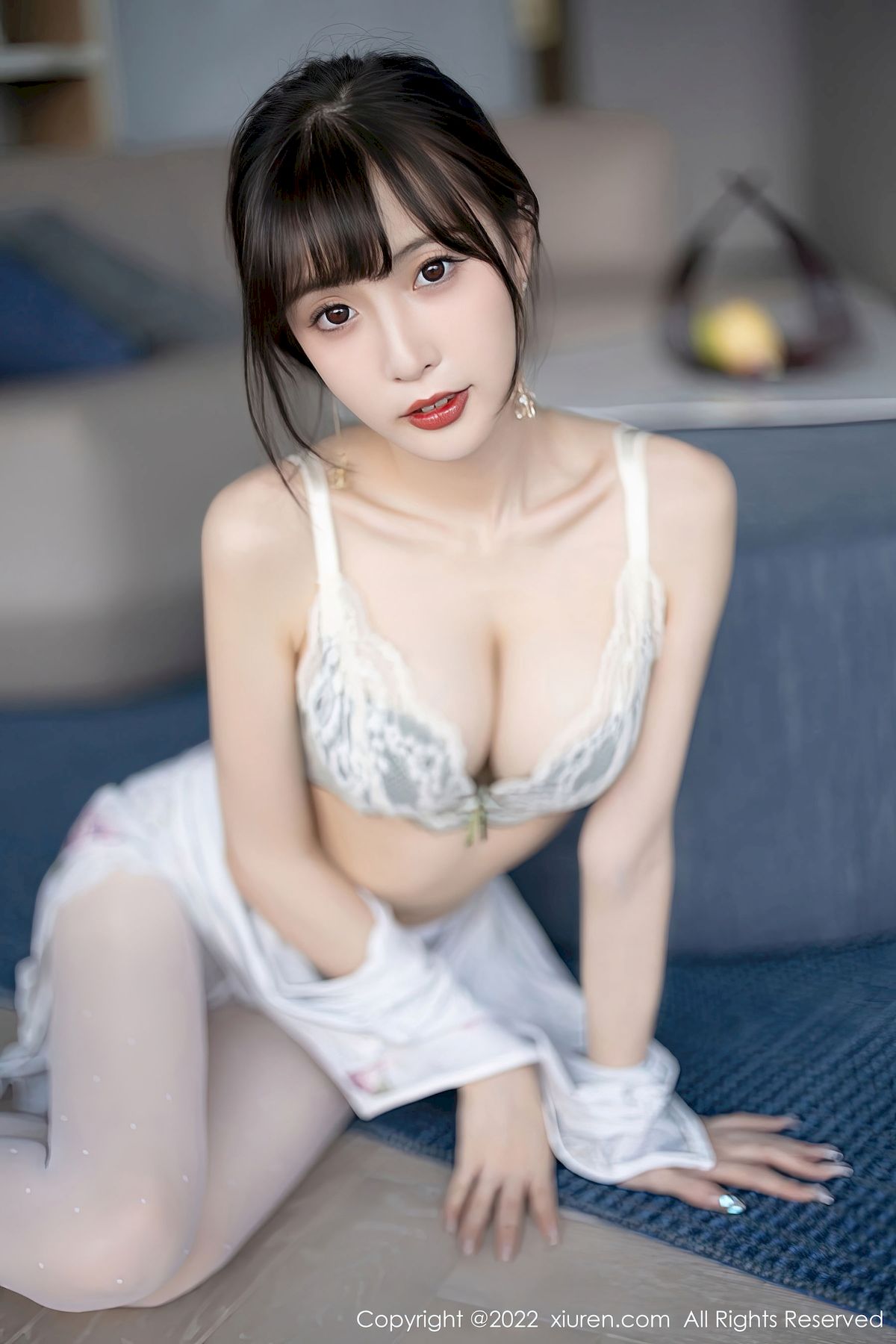林星阑 - 白色旗袍+诱人丝袜性感写真