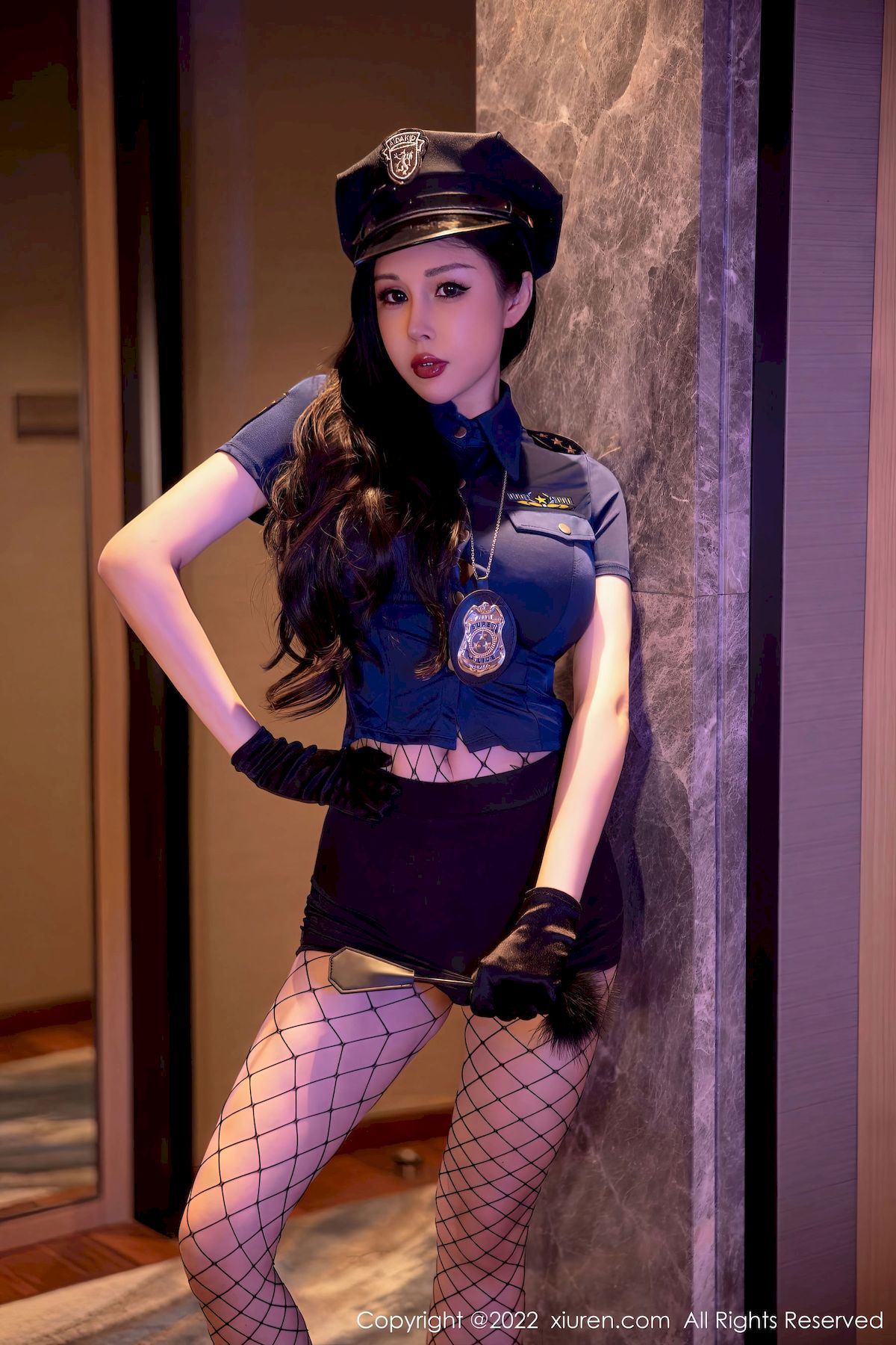 田冰冰 - 警官制服+黑色网格袜性感写真