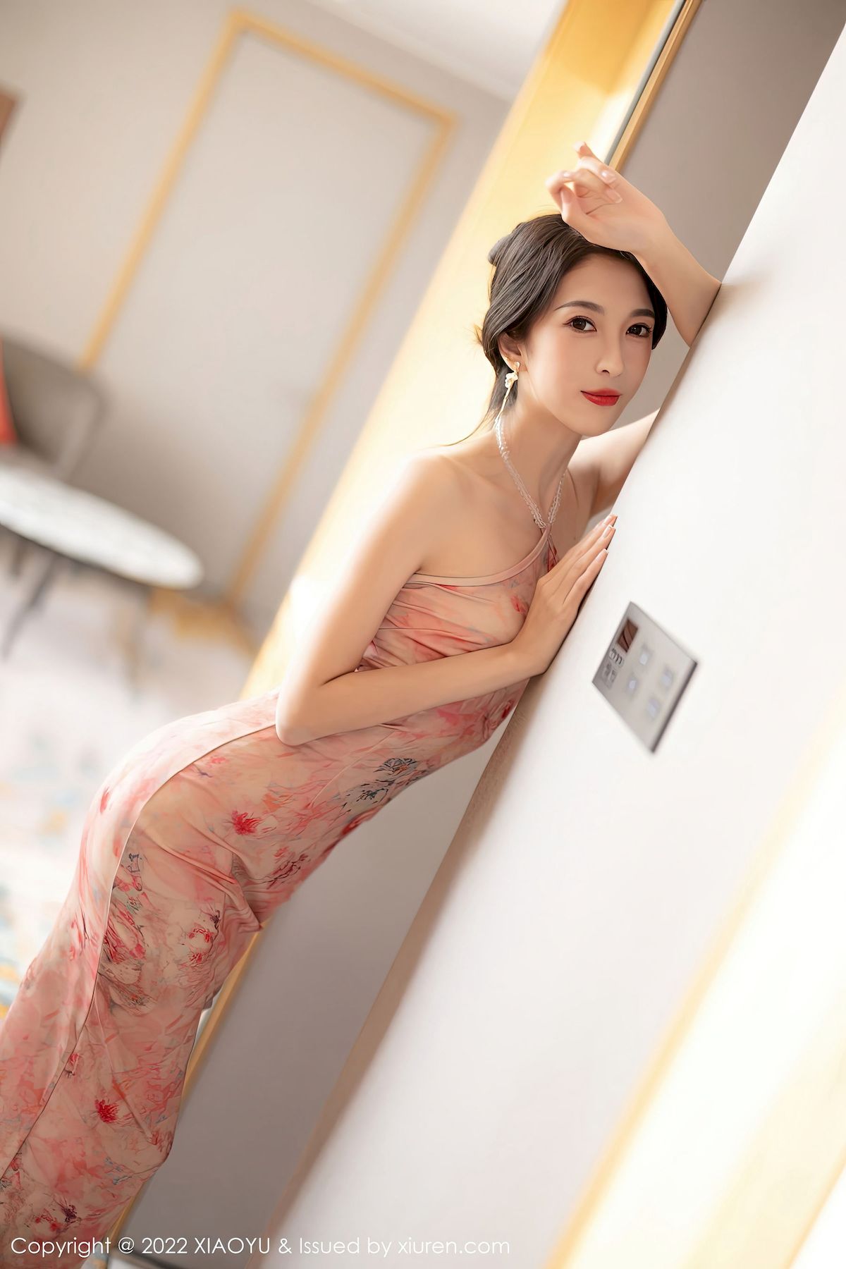 林乐一 - 浅色花纹长裙+原色丝袜性感写真