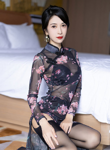 [秀人XiuRen] No.5585 模特林乐一 - 花纹图案旗袍+魅惑黑丝性感写真