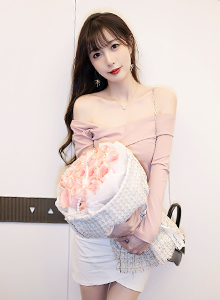 [秀人XiuRen] No.5934 模特林星阑 - 浅紫色上衣+白色短裙性感写真