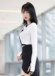 [秀人XiuRen] No.5991 模特林子遥 - 白色轻透上衣+黑色短裙性感写真