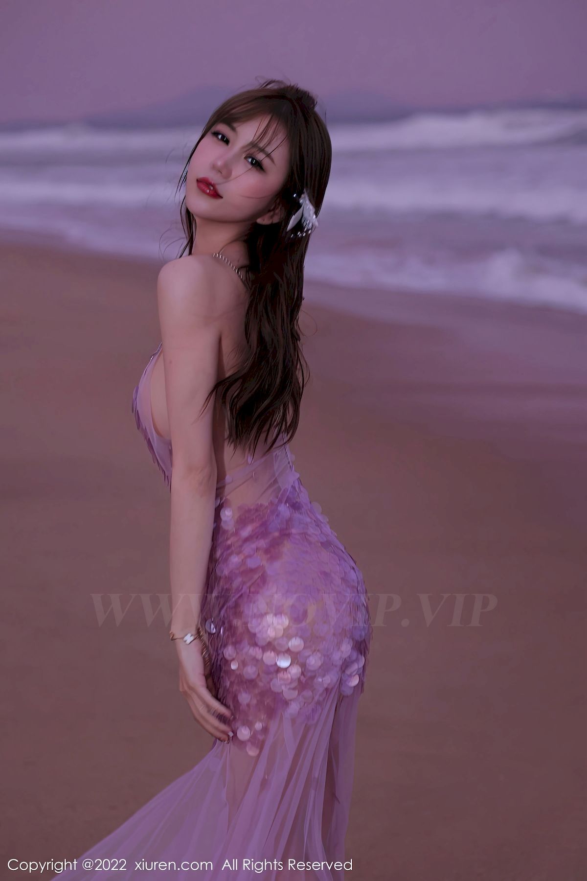 模特tina_甜仔 - 粉色长裙+沙滩场景海南旅拍