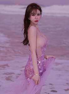 [秀人XiuRen] No.5890 模特tina_甜仔 - 粉色长裙+沙滩场景海南旅拍