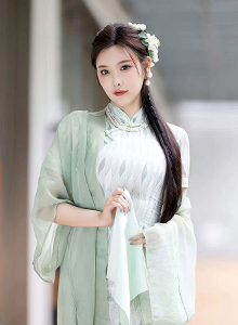 [XiuRen秀人网] No.6983 杨晨晨Yome - 淡绿旗袍+原丝美腿写真