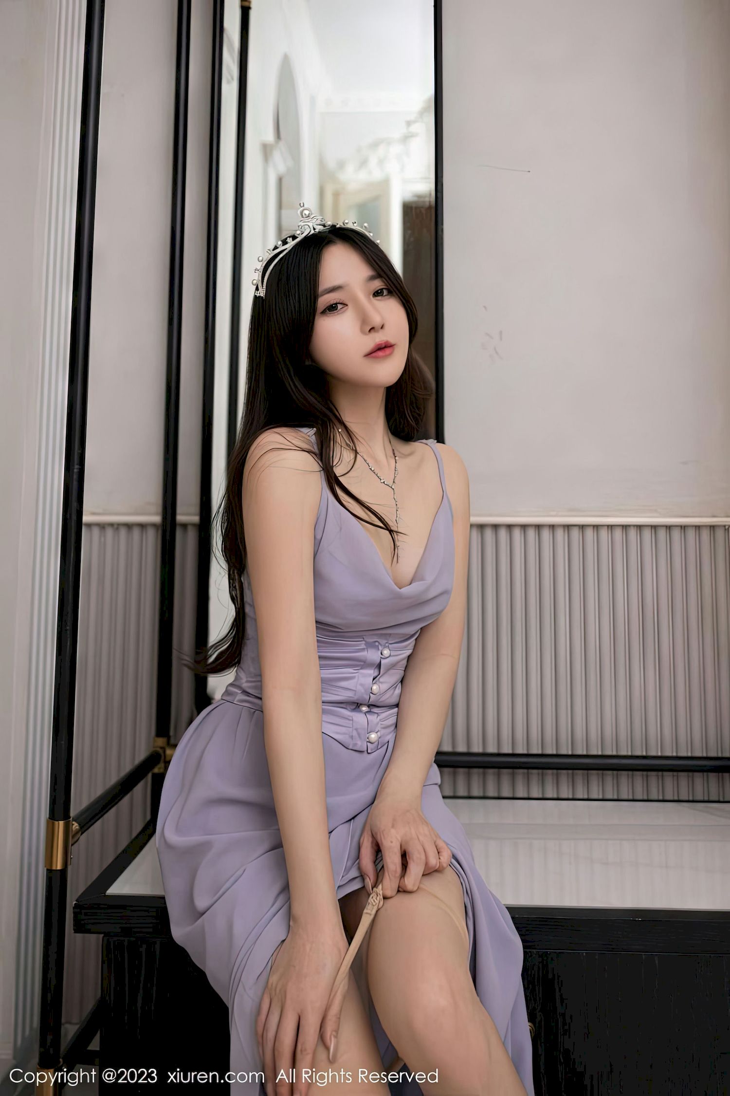 鱼子酱Fish - 紫灰色连衣长裙珠三角旅拍